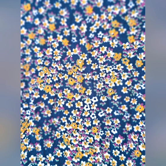 Gap Tiered Flowy Fall Blue, Green & Yellow Floral Vneck Midi Longsleeve Dress - Picture 12 of 16